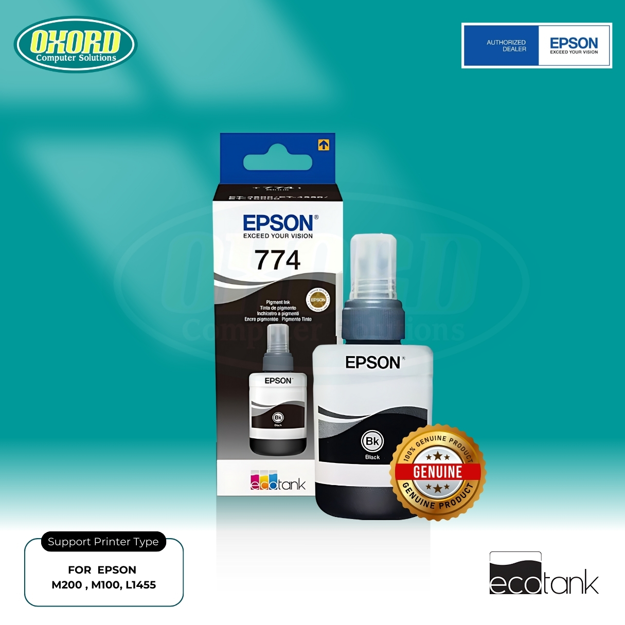 Epson Ink Genuine/ Authentic /Original T7741 for M200 , M100, L1455 ...